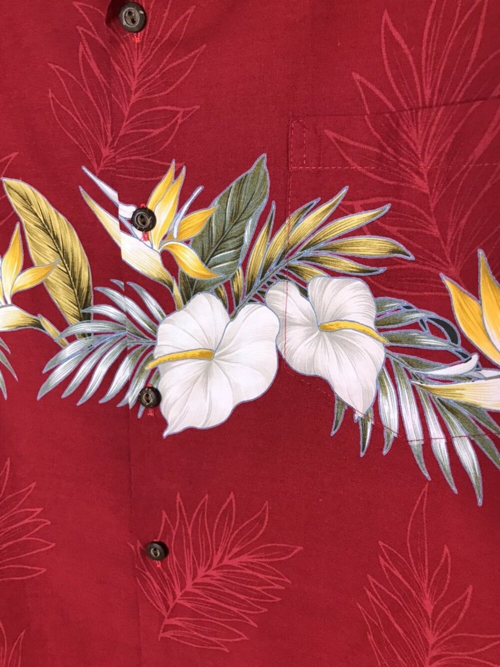 Pacific Legend Apparel Hawaiian camp Shirt Hibiscus Red gorgeous Men’s sz XL - Picture 3 of 5